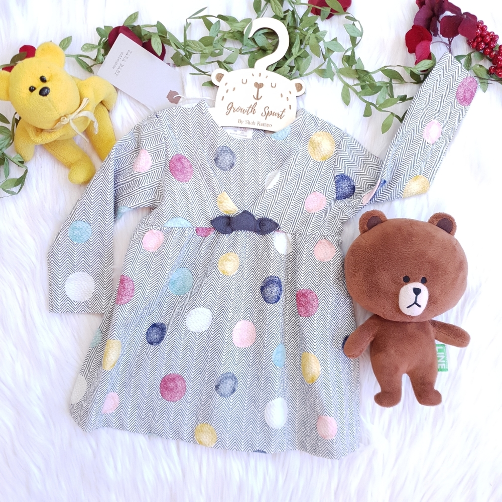 🎉HP🎉 ZARA Baby Girl Textured Dress 9-12M Polka
